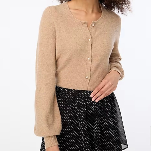 Extra Soft Cardigan Pearl Buttons Puff Sleeve